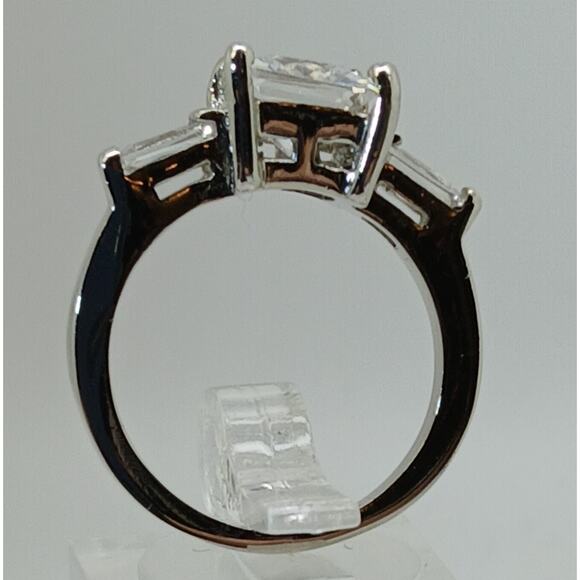 3.5 CT Vintage Princess Cut CZ Engagement Ring Silver Tone White Gold GP Size 10 - Picture 9 of 16